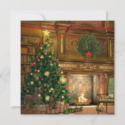 Carte Vintage Noël Soirée Noël Salutation (Devant)