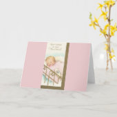 Carte Vintage "Nouvel Arrivée" bébé (Fleur jaune)