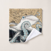 Carte Vintage octopique beige (Gant de toilette)
