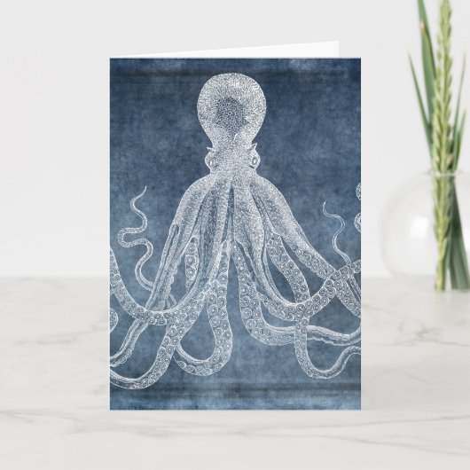 Carte Vintage Octopus Twilight Blue Denim (Devant)
