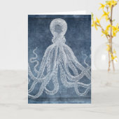 Carte Vintage Octopus Twilight Blue Denim (Fleur jaune)