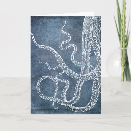 Carte Vintage Octopus Twilight Blue Denim (Devant)