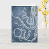 Carte Vintage Octopus Twilight Blue Denim (Fleur jaune)