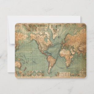 Carte vintage Old Antique World Carte Plat