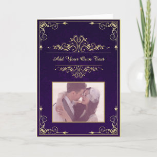 Carte Vintage Orné Élégant Violet Photo Personnalisé