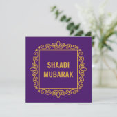 Carte vintage ornée Shaadi Mubarak violette (Debout devant)