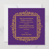 Carte vintage ornée Shaadi Mubarak violette (Dos)