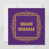 Carte vintage ornée Shaadi Mubarak violette (Devant)