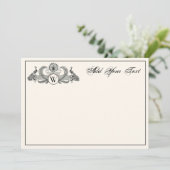 Carte Vintage Paons Monogramme Ivoire BG (Debout devant)