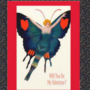 Carte Vintage papillon dame Valentine