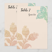 Carte Vintage Pastel Floral Pêche Mariage vert (Devant / Derrière)