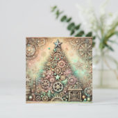 Carte vintage Pastel Steampunk Christmas Tree Card (Debout devant)