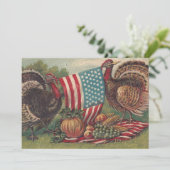 Carte Vintage patriotique Thanksgiving Salutations Turqu (Debout devant)