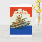 Carte Vintage - Penser à vous Soldat, (Fleur jaune)