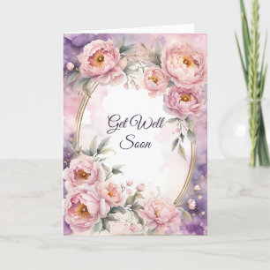 Carte Vintage Peony rose Oval Frame Se Bien