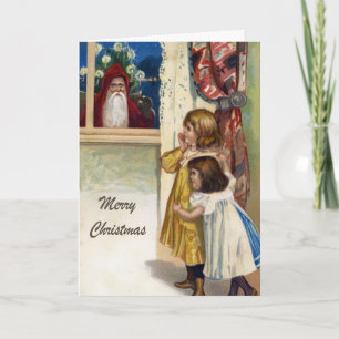 Carte vintage Père Noël Creeping Extérieur