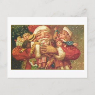 Carte Vintage père Noël et Jouets