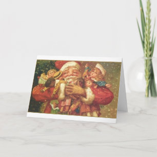 Carte Vintage père Noël et Jouets