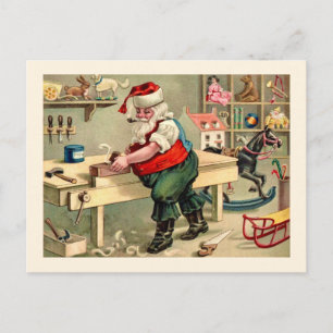 Carte Vintage père Noël Workshop