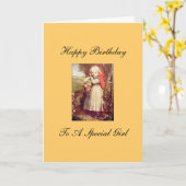 Carte Vintage Petit Chaperon Rouge (Fleur jaune)