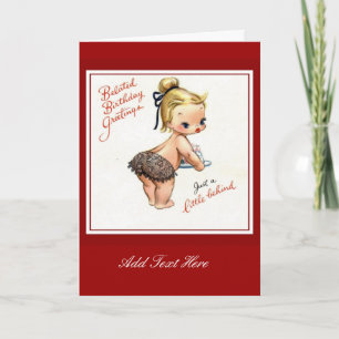 Carte vintage petite fille voeux de bon anniversai