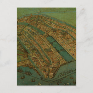Carte vintage Pictorial d'Amsterdam (1538)
