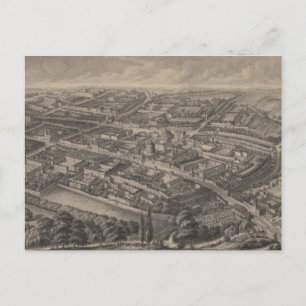 Carte vintage Pictorial d'Oxford Angleterre (1850)