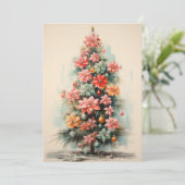 Carte vintage Pink Christmas Tree Flat Holiday (Debout devant)