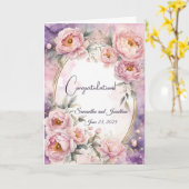 Carte Vintage Pink Peony Oval Frame Mariage (Fleur jaune)