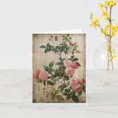 Carte Vintage Pink Roses Note Card. (Fleur jaune)