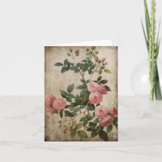 Carte Vintage Pink Roses Note Card.