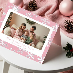 Carte Vintage Pink Snowflics photo de Noël