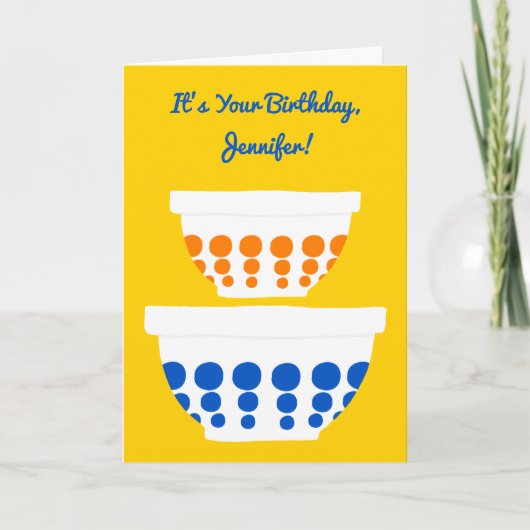Carte Vintage Polka Dot Mixage Bowls Personnalisé Annive (Devant)