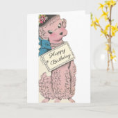 Carte Vintage Poodle Joyeux anniversaire (Fleur jaune)