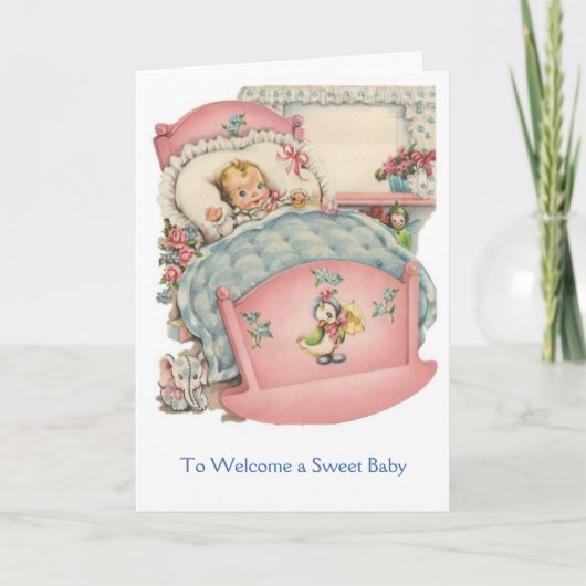 Carte Vintage - Pour accueillir un bébé doux, (Devant)