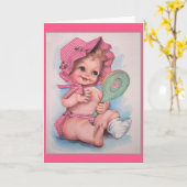 Carte Vintage pour Bébé Fille (Fleur jaune)