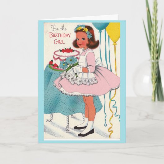 Carte Vintage - Pour la fille d'anniversaire, (Devant)