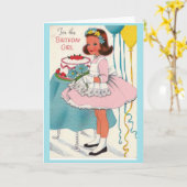 Carte Vintage - Pour la fille d'anniversaire, (Fleur jaune)