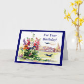 Carte Vintage pour votre anniversaire (Fleur jaune)