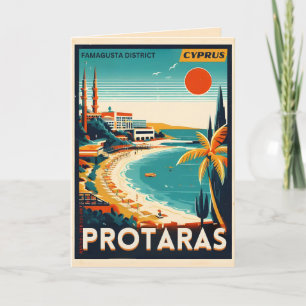 Carte vintage Protaras Chypre vacances en cadeau de plag