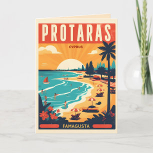 Carte vintage Protaras Chypre vacances en cadeau de plag