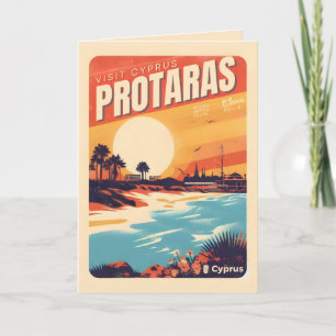 Carte vintage Protaras Chypre vacances en cadeau de plag