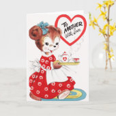 Carte Vintage Puppy Valentine pour mère (Fleur jaune)
