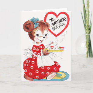 Carte Vintage Puppy Valentine pour mère