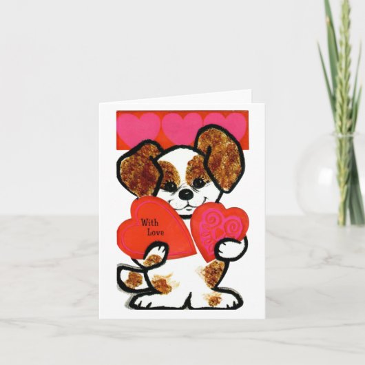 Carte Vintage Puppy with Hearts Valentine (Devant)