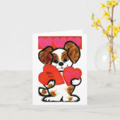 Carte Vintage Puppy with Hearts Valentine (Fleur jaune)
