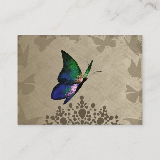 Carte vintage Quinceañera RSVP Papillon vert (Dos)