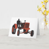 Carte Vintage Red Farm Tractor Retro Farmer (Fleur jaune)