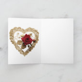 Carte vintage Red Rose Valentine's Day Heart Card (Intérieur)