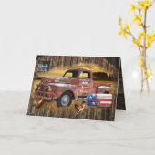 Carte vintage Red Truck (Fleur jaune)